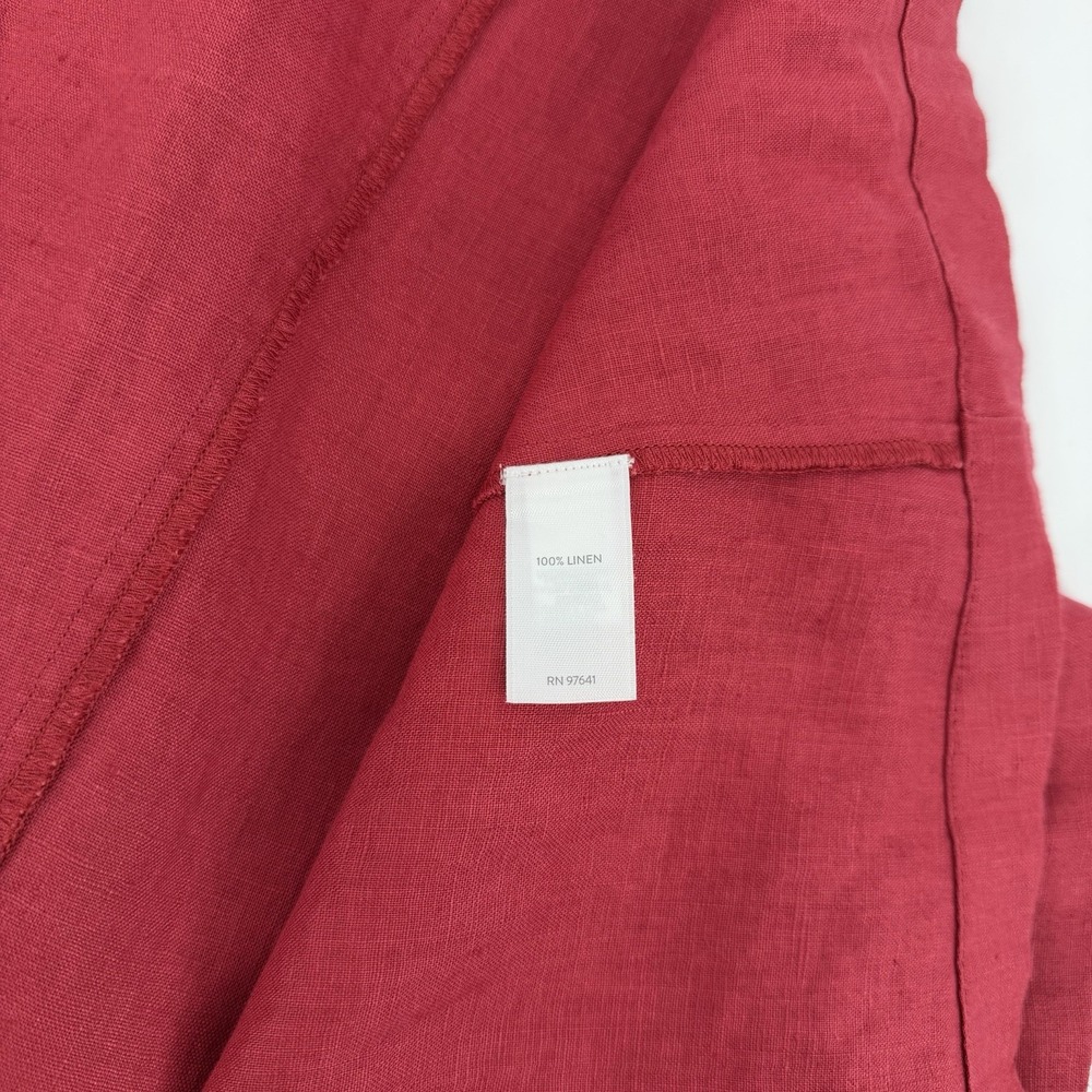 J Jill 100% Linen Red Sz L Button Down Sleeveless Midi Dress‎ Lagenlook Coastal - Picture 7 of 9